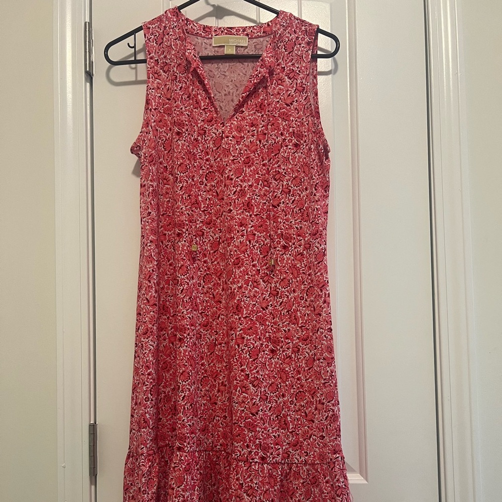 MICHAEL Michael Kors Mandarin Floral Tie Front Ruffled Hem Dress - Size S